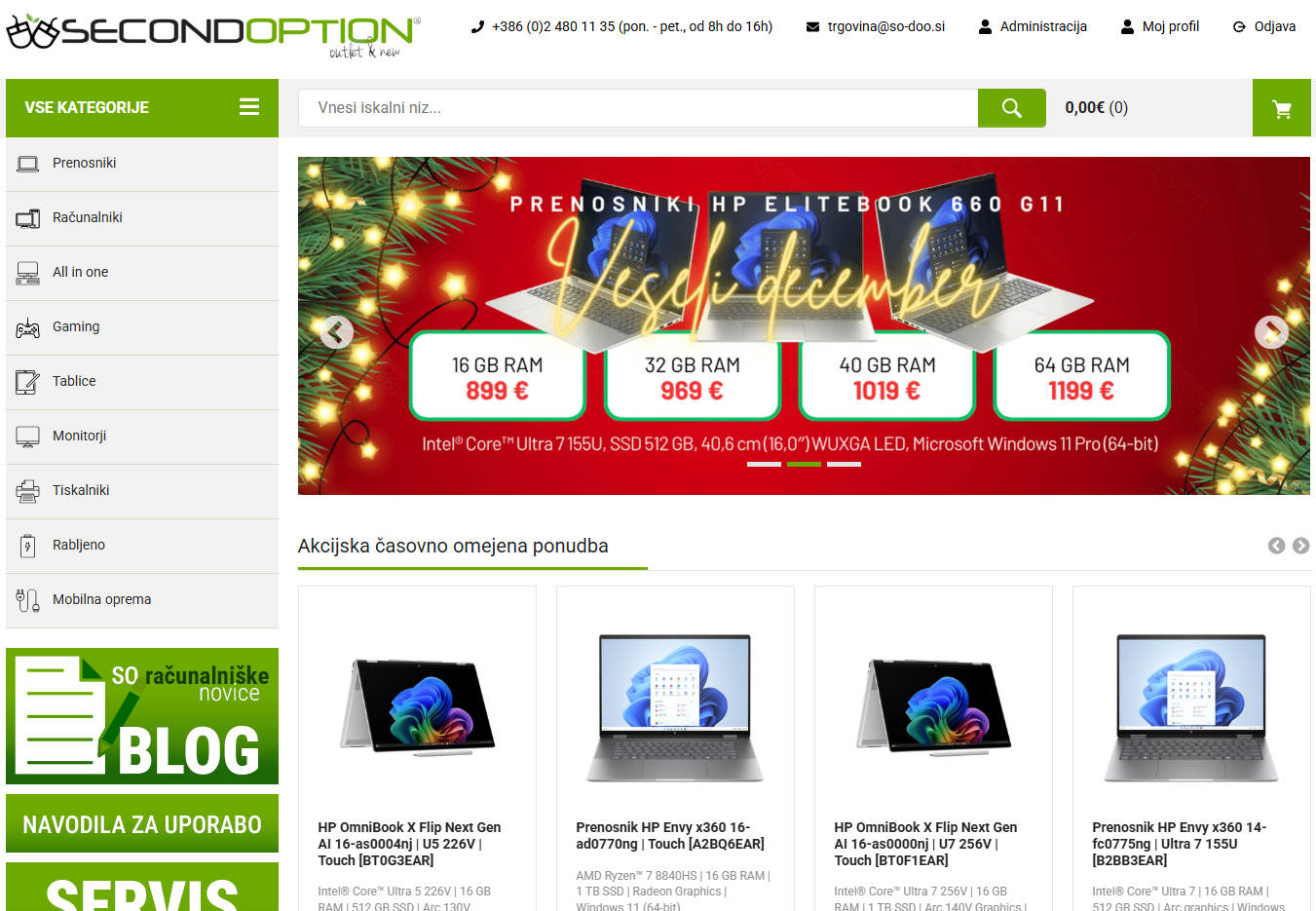 Homepage SO d.o.o. Domača stran računalniškega podjetja SO d.o.o.